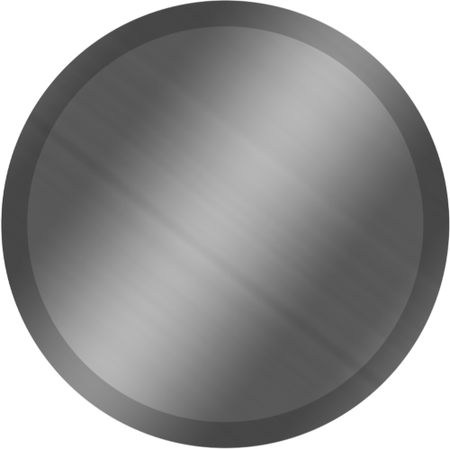 A circle with a brushed chrome pattern. It has an outline that is slightly darker than the rest of it